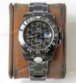 Super Clone Rolex GMT Master II REVENGE Watch Skull Dial Matte Black Swiss 3285 Movement